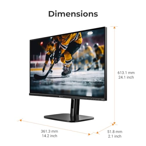 Image of AG Neovo MH2704 27 Inch Height Adjustable Monitor, 144Hz, 1080P, Tilt, Swivel, Pivot, HDMI, DisplayPort, Speakers, Adaptive Sync