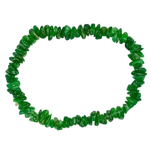 Image of Certified Green Aventurine Bracelet for Women Men with Healing Crystal and Reiki Stone - Beautiful Gemstone Beaded Bracelet for Balance, Harmony & Positive Energy (Chips Stone Beads)