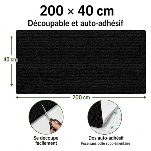 Griffoir chat canapé protection anti griffe sisal noir 200x40