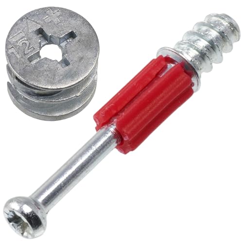 AERZETIX - C74770 - Juego de 20 herrajes de montaje excéntricos para empotrar + 20 espárragos Ø6x44mm - para panel de 16mm - en acero - carpintería ebanista mueble madera MDF melamina armario