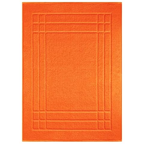 Lashuma Badvorleger kuschelig weich 50x70 cm Orange, Linz Badgarnitur waschbar Frottee Cover