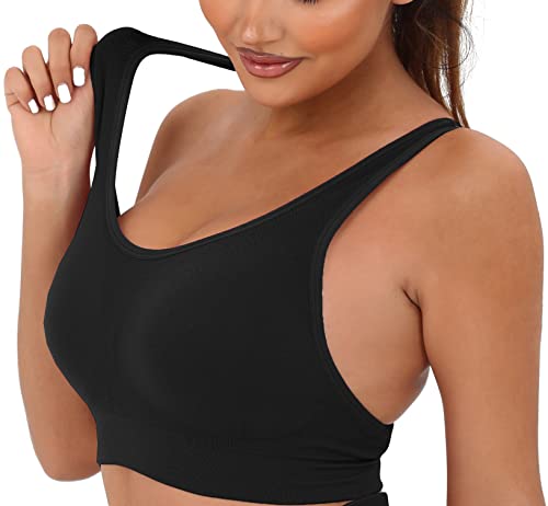 Image of AKAMC Women's Cross Back Sport Bras,Adjustable Straps Padded Criss Cross Cropped Bras for Yoga Workout Fitness