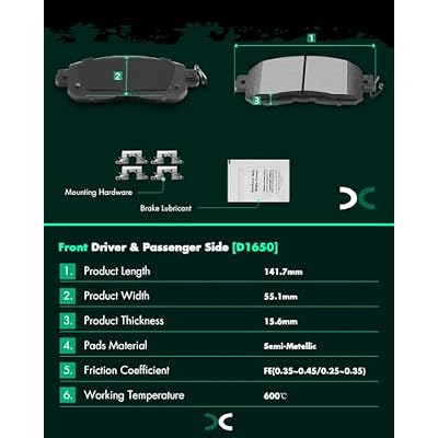 SCITOO Brake Pads Kits Front Semi-Metal Rear Ceramic 8pcs Fit for 2013 2014 2015 2016 2017 for Nissan Altima