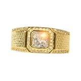 TROLTOEIDAHE New 2026 Men's 18Krgp Gold Plated 1.5Ct Pave Cz Austria Crystal Stone Ring Wedding Bands Hiss Size 7-12 Gift Jewelry Fashion Accessories Creative Findings Trendy For Women And Men