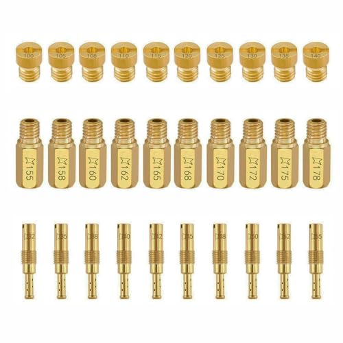 Selezione Completa di Ugelli: Il nostro kit include una vasta gamma di getti pilota lenti (#32 #35 #38 #40 #42 #45 #48 #50 #52 #55) e getti principali (#100 #105 #108 #110 #115 #120 #125 #130 #135 #140 #155 #158 #160 #162 #165 #168 #170 #172 #175 #178), offrendoti la flessibilità di ottimizzare le prestazioni del tuo carburatore per varie condizioni.