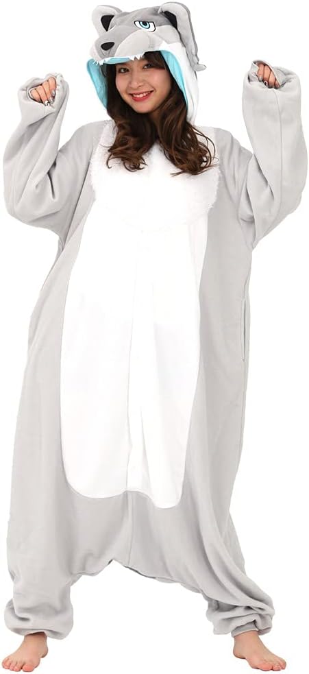 SAZAC Silver Wolf Kigurumi - Onesie Jumpsuit Halloween Costume
