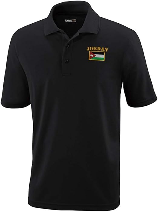 Performance Golf Tees Jordan Flag Embroidery Polyester Short Sleeves Polo Shirts for Men Black 
