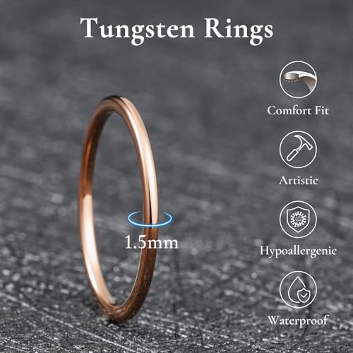 Image of King Will Men's Women's Tungsten Carbide Ring 24k Gold Plated Rose Gold Plated Domed Polished Finish Wedding Band