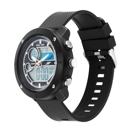 Image of SF Zest Quartz Analog Digital Dial Black Polyurethane Strap Watch for Men-77131PP01W