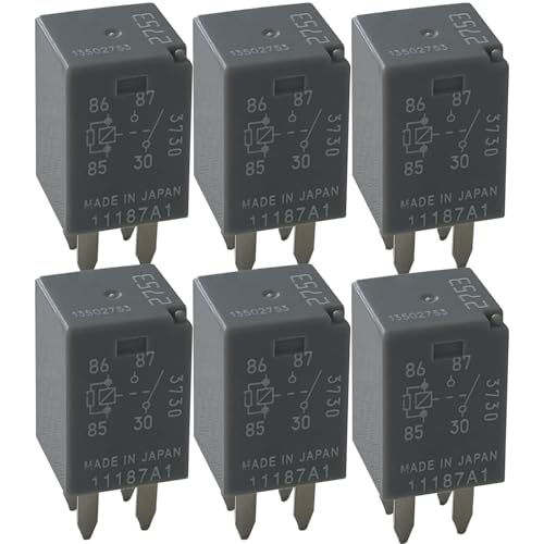 6PCS 12V 4-Pin Micro SPST Relay 20A — Replaces OE 13502753/2753 — Compatible with Chevrolet/GMC/Buick/Cadillac Trucks & SUVs — Fuse Block Relay for Fuel Pump Headlight Horn A/C