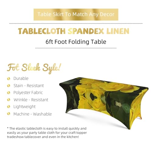 Housse de table extensible 1,8m EdWal rectangulaire en élasthanne imprimé roses