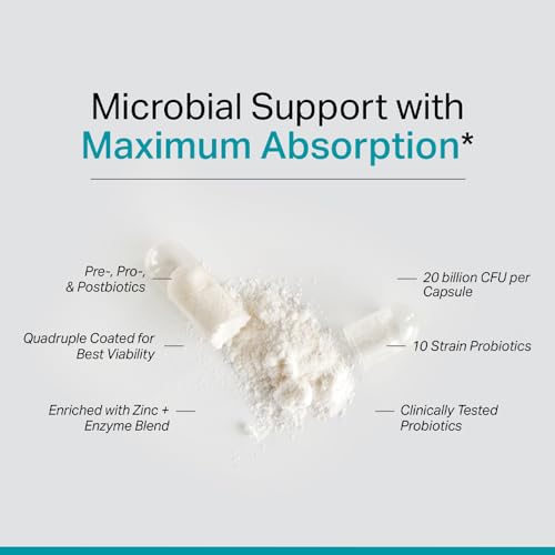 Complete Probiotic Blend: 5-in-1 Digestive Enzymes, Zinc, Postbiotic, Prebiotics and Probiotics for Women & Men, Provitalize for Women Digestive & Gut Health | 10 Strains 20 Billion CFU, 60ct Softgels
