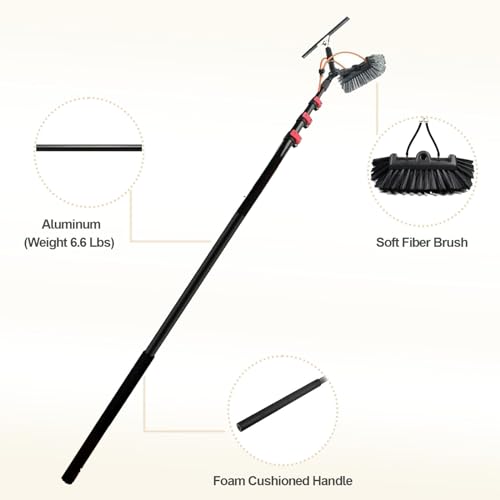 Brosse panneaux solaires télescopique pour laver sans échelle