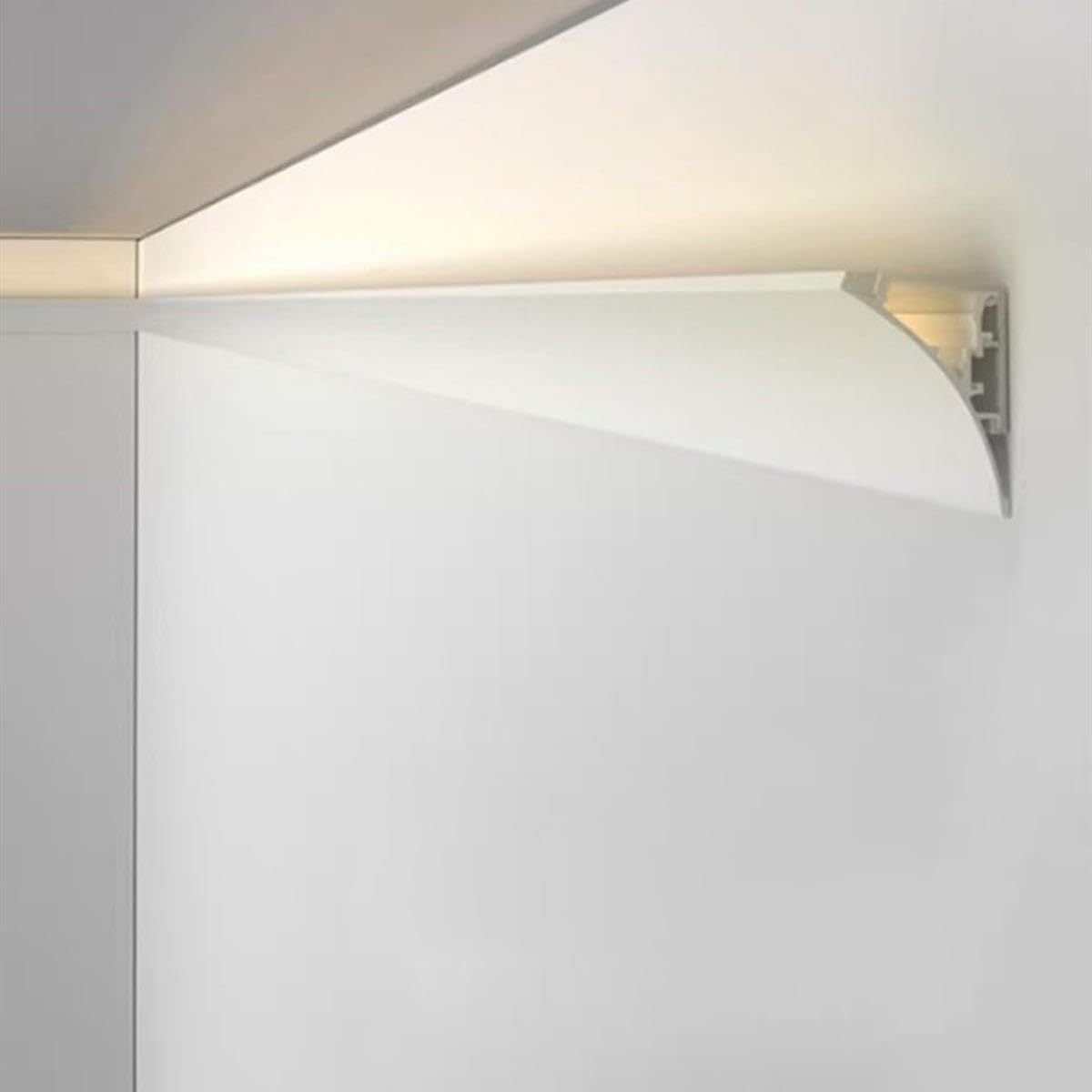Biała aluminiowa taśma LED Kanał świetlny, listwa koronowa, listwa przypodłogowa ściany/sufitu, oświetlenie pośrednie osłona szyny do wystroju domu(2m/6.5ft)