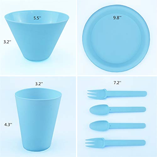 Camping Cookware Accessories Plastic Dishes Plates Cups and Bowls Utensils Camping Table Supplies Dinnerware Set Dorm Party Essentials Cooking Set Microwaveoven-Safe BPA-Free