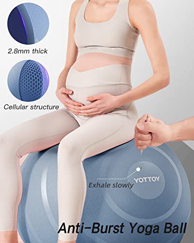 Yottoy Exercise Ball With Foot Pump，Birthing Ball For Pregnancy And Labor，55Cm Swiss Ball For Fitness,Pilates,Yoga,Office Ball Chair,Anti-Burst Stability Balls For Workout #TOP1