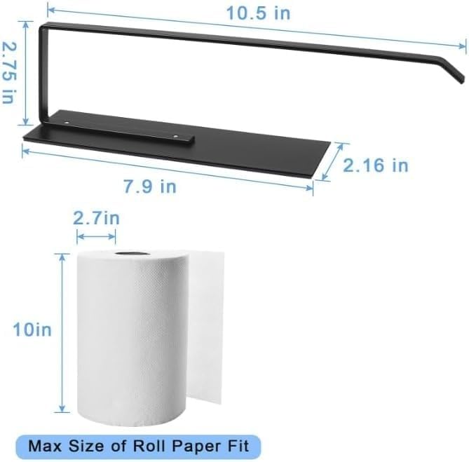 Image of OrganizeMee Magnetic Towel Holder | Kitchen Tissue Roll Holder Aluminium Foil Roll, Plastic Wrap Paper Towel Holders | Multipurpose Organizer | Can Stick to Fridge, Oven Washing Machine (Black)