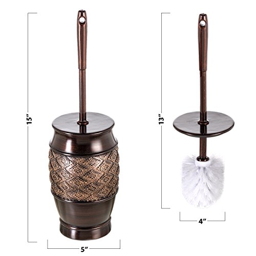 Creative Scents Dublin Toilet Brush Set - Toilet Bowl Cleaner Brush And Holder - Decorative Toilet Bowl Scrubber - Space Saving Design 5" X 5" X 15"H, Contemporary Toilet Bowl Cleaner (Brown) #TOP2