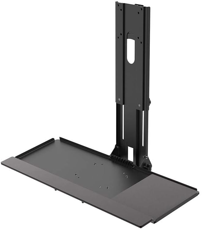 Monoprice Workstation Wall Mount for Keyboard and Monitor - Supports VESA 75x75 and 100x100 Monitors That Weigh Up to 55 Lbs, Keyboard Tray Supports Up to 4.4 Lbs, Black - Workstream Collection