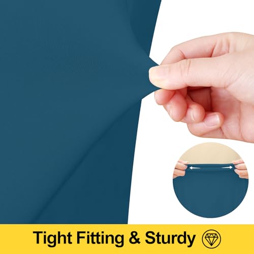 Image of Smiry Spandex Elastic Fitted Table Cloth Skirt for 8FT Rectangle Table | Stretch Washable Table Cloth, Banquet Table Cover for Wedding, Party, Indoor & Trade Shows, (Peacock Blue, 96Lx30Wx30H)