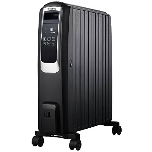 electriQ Portable 10 Fin Oil Filled Radiator - Black