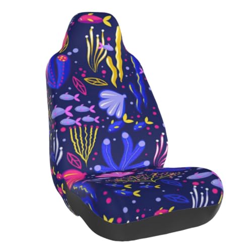 BHYGHJII Navy Tropical Fish Coral Auto Interior Seat Cover