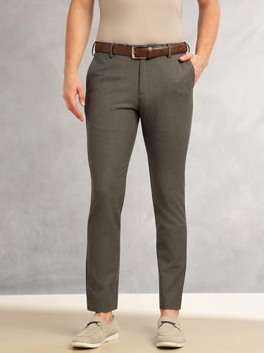 Image of Thomas Scott Men's Regular Fit Mid-Rise Solid Formal Performance Trouser | Flexi-Waist & 4-Way Stretch | 4 Pockets | Button Closure