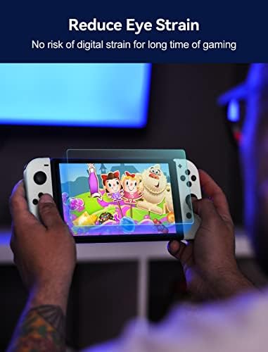 ivoler[2 Pack Anti-Blue Light Screen Protector for Nintendo Switch OLED,[Tempered Glass] Film for Nintendo Switch-[9H Hardness][Anti-Scratch][No-Bubble Installation]
