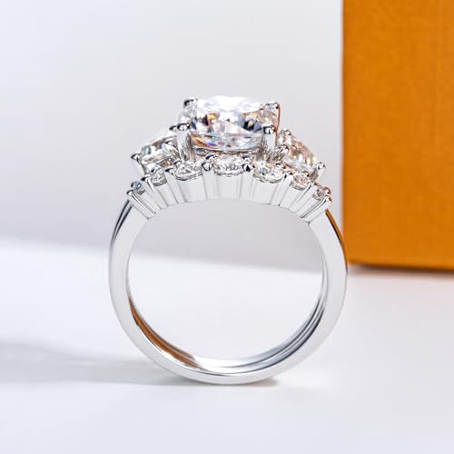 AimiIee Cushion Cut Moissanite Wedding Ring Set 4.14cttw(3CT Center Stone) D Color VVS1 Clarity 925 Sterling Silver Engagement Promise Anniversary Rings Bridal Sets for Women with Certificate Size 8.5 by AimiIee - Image 7