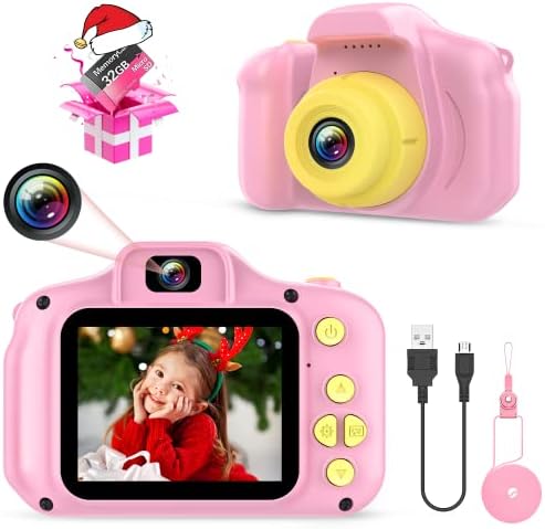 VOLTENICK Kids Camera, Upgrade Selfie Digital Camera for Girls 3 4 5 6 7 8 Years Old, Christmas Birthday Gifts Toys Camera for Girl Age 3-9, Children Toddler HD Video Camera with 32GB SD Card (Pink)