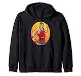 dicker alter Mann, der die Hand hebt und Basketball spielt Kapuzenjacke
