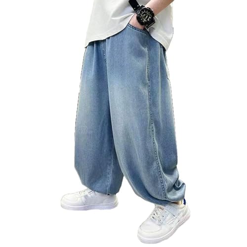 Jean baggy blanc garçon 12 ans à coupe loose fit et taille élastique
