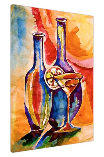 Colourful Cocktail Bottles Kitchen Canvas Prints - Food & Drink Wall Art for Café, Dining Room, Restaurant Decor Large (91 x 61 cm - 36