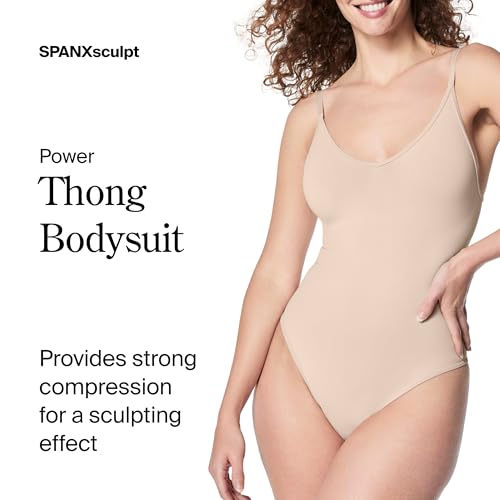 SPANXsculpt Seamless Power Thong Bodysuit - Soft, Seamless Shapewear for Women - Adjustable Straps - With Snap Closure2