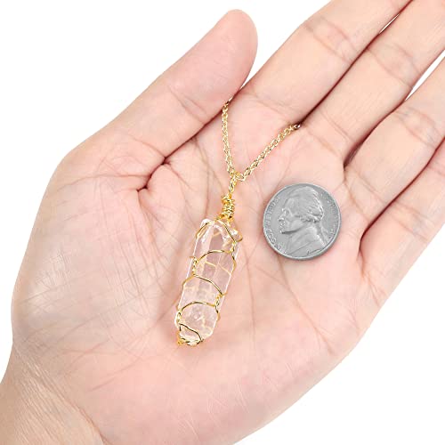 Crystaltears Clear Quartz Crystal Necklace Gold Copper Wire Wrapped Irregular Quartz Healing Crystal Point Gemstone Pendant Necklace Jewelry For Women Mother's Day Gift #TOP3