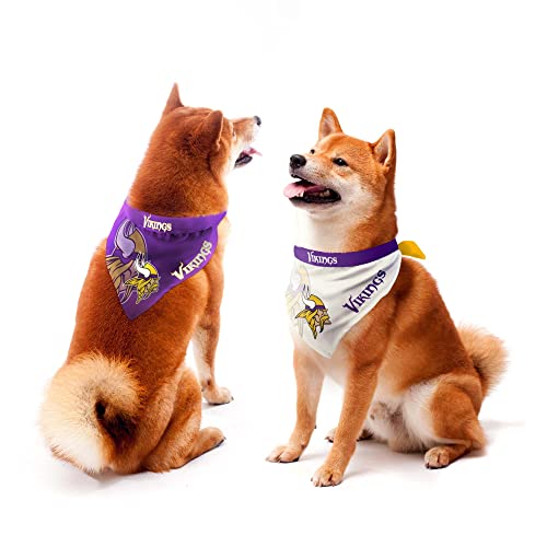 Littlearth Minnesota Vikings Home and Away Pet Bandana Set with Ties, Large