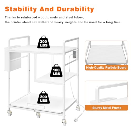 Image of Sedegn Printer Stand with Storage: 24 x 18 Inch Top for Large Printers