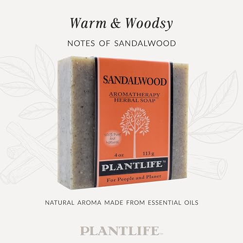 Plantlife Sandalwood Bar Soap - Moisturizing and Soothing Soap for Your Skin - Hand Crafted Using Plant-Based Ingredients - Made in California 4oz Bar