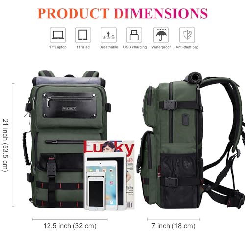 Image of WITZMAN Carry On Travel Backpack for Men Fit 17 Inch Laptop Airline Approved 3 in 1 Laptop Backpack