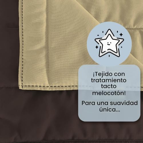 Colcha de verano 2 plazas Datex Elegant reversible color marrón y crema para cama de 260x270 cm 5