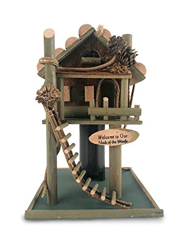 Gifts & Decor Wood Log Cabin Tree Bird House/Feeder