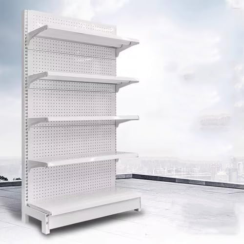 Single-Sided Gondola Shelving Display Rack - 5 Adjustable Shelves for Retail, Grocery, Liquor Stores & Office Supplies - Perfect Convenience Store Solution, 120x43x165cm