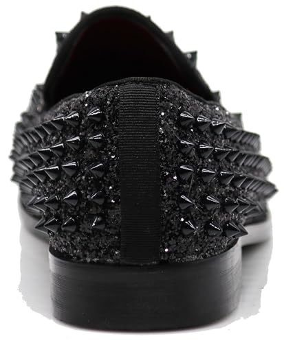 Image of SPK70 Men's Vintage Spike Dress Loafers Slip On Fashion Shoes Classic Tuxedo Dress Shoes