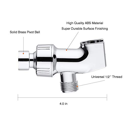 Universal Shower Head Holder for Hand Held Showerheads, Adjustable Shower Arm Mount Bracket with Brass Pivot Ball, Shower Head Support - Chrome - Thumbnail 4