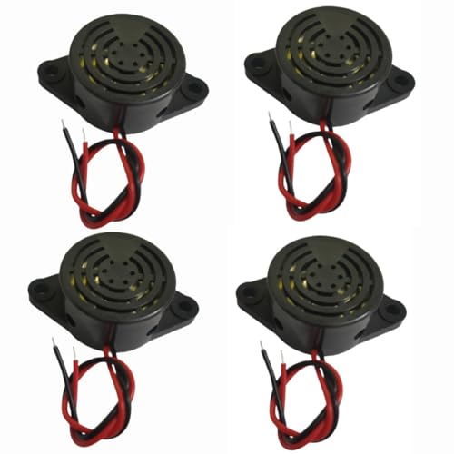 GDQLCNXB DC 3-24V Electronic Buzzer Alarm Sounder Continuous Beep 4Pcs (Black) SFM-27-I