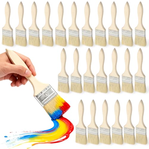 Juego de 30 pinceles para barniz, 50 x 190 mm, pincel plano con mango de madera, 50 mm de ancho, juego de pinceles planos para pinturas, pintura, taller, jardinería, bricolaje
