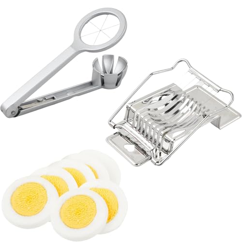 Egg Slicer for Boiled Eggs, Ergonomic Egg Cutter, Stainless Steel Blades, Dishwasher Safe, Perfect for Round and Oval Eggs, Ham, Mushrooms, and Salad Ingredients, with 1 x Six-Part Egg Slicer