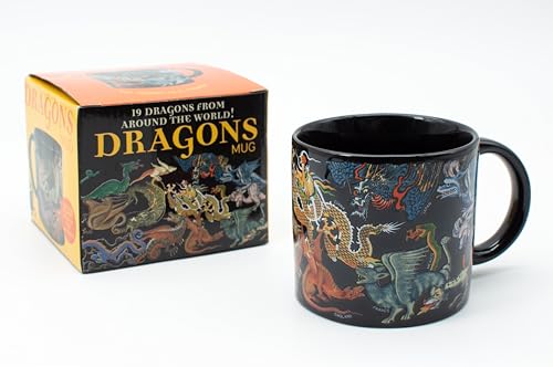 Taza de Cerámica Negra con Dragones 14 oz