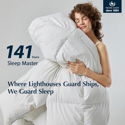 Pacific Coast Goose Down Fiber Comforters Super King Duvet Insert, All Season White Comforter, 3D Hidden-Stitch Baffle Box Design, 8 Tabs, Gifts for Women/Men, Extra Fluffy Luxury Duvet (120"x120")