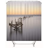 Isdreem Cortinas Baño Niña Cortina Ducha Larga Apuestas En El Mar Cortinas de Baño Kit Cortinas Ducha Camper Dobladillo Reforzado Y Ojales 120x180cm